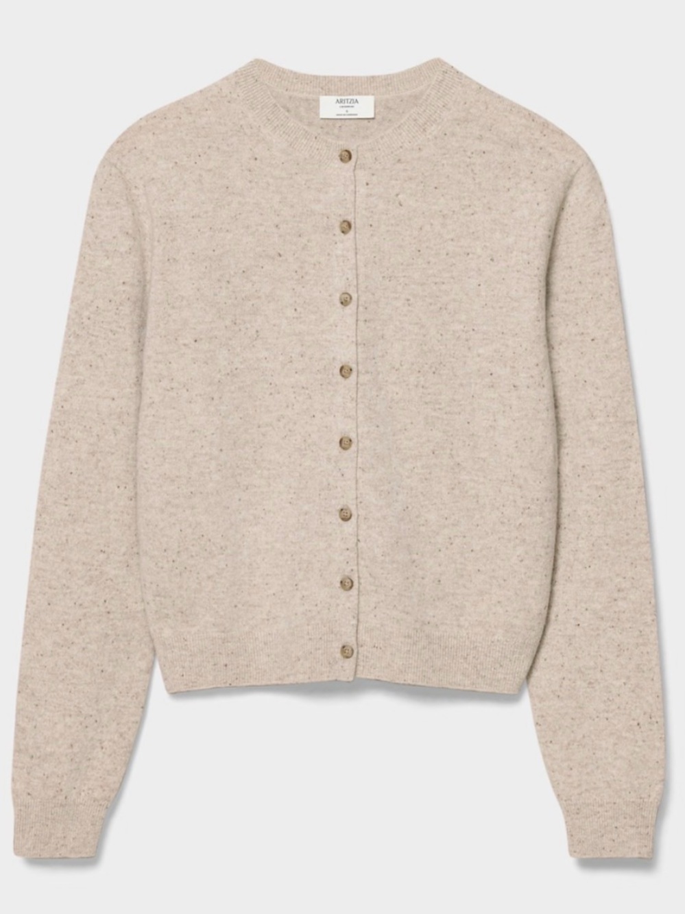 Aritzia Oatmeal Speckled Cardigan Sweater